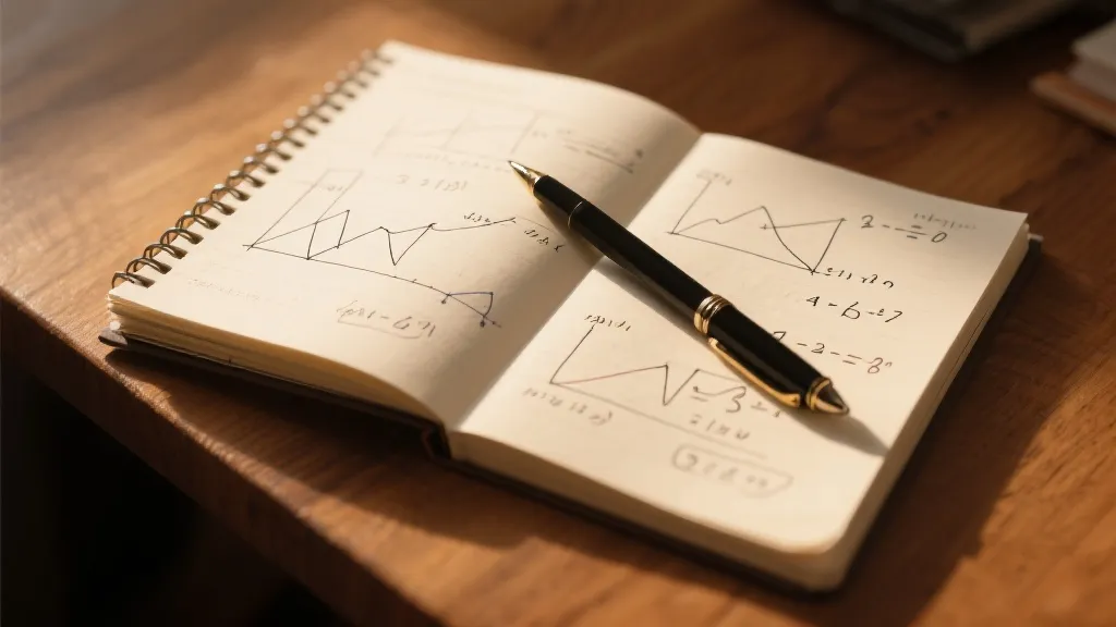 笔记本上详细的手绘数据走势图与数学计算